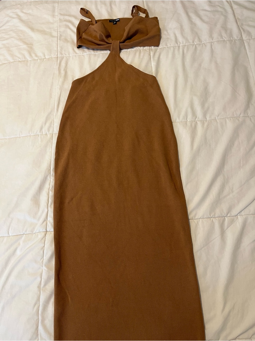 Fashion Nova Brown Cutout Maxi Dress